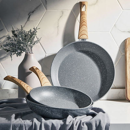 Ensemble de 3 poêles avec manche en bois