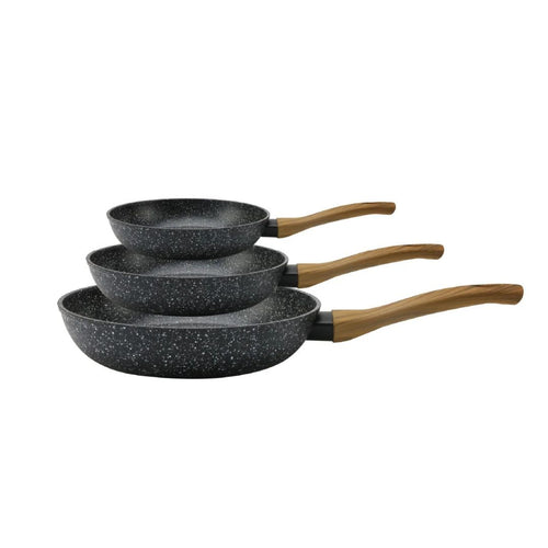 Ensemble de 3 poêles avec manche en bois