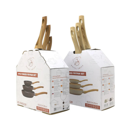 Ensemble de 3 poêles avec manche en bois